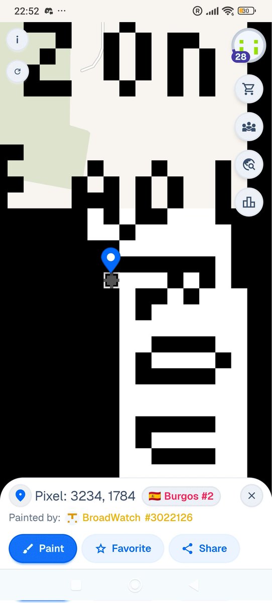 Este tipo esta vandalizando diversas zonas del dibujo que estoy haciendo en Wplace. Si veis que algún píxel del dibujo lo ha puesto él avisadme para corregirlo. Solo cambia pequeños detalles y hace que se vea peor, pero como son cosas pequeñas a veces cuesta de notar