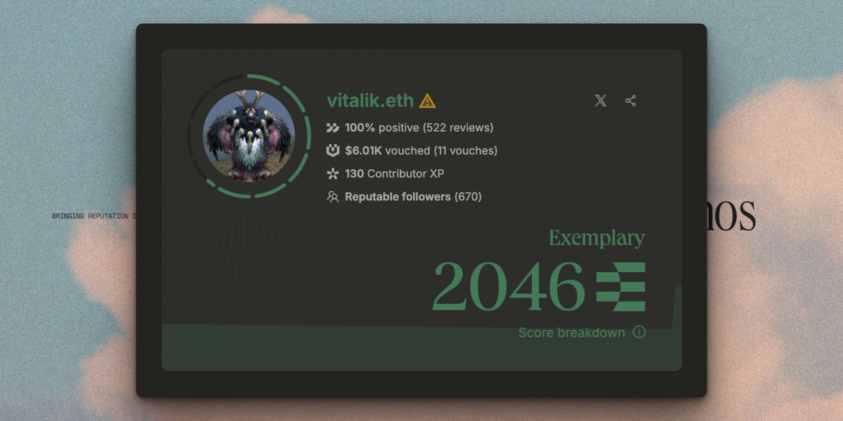 ethos_network's tweet photo. 👋 Massive change to Ethos scores → Non-users with "reputable followers" just got a HUGE credibility boost

This will significantly normalize Ethos data, making it even more reliable than before.
Some changes ↓
@zachxbt +310
@cobie  +240
@VitalikButerin +325
@AbstractChain +322 https://t.co/gxrj2ikPYg