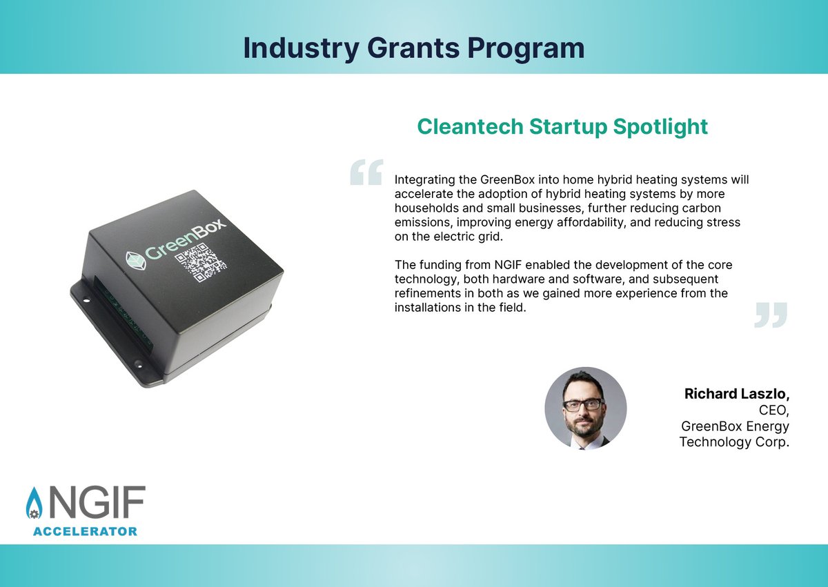 NGIFCapital's tweet image. 📢 #NGIFAccelerator is pleased to announce $258,100 in grant funding to GreenBox Energy Technology Corporation through our Industry Grants program.

🔗Read the full announcement here: ngif.ca/ngif-accelerat…