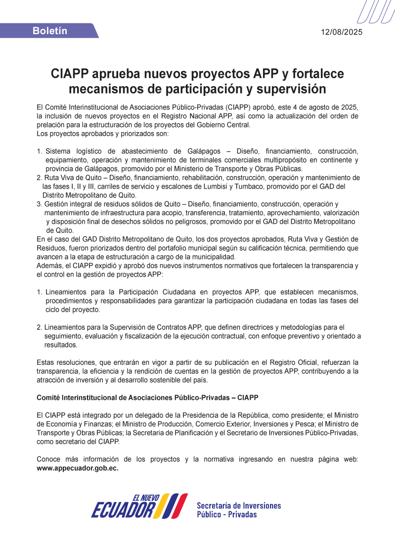 Secretaría de Inversiones Público - Privadas 🇪🇨 tweet media