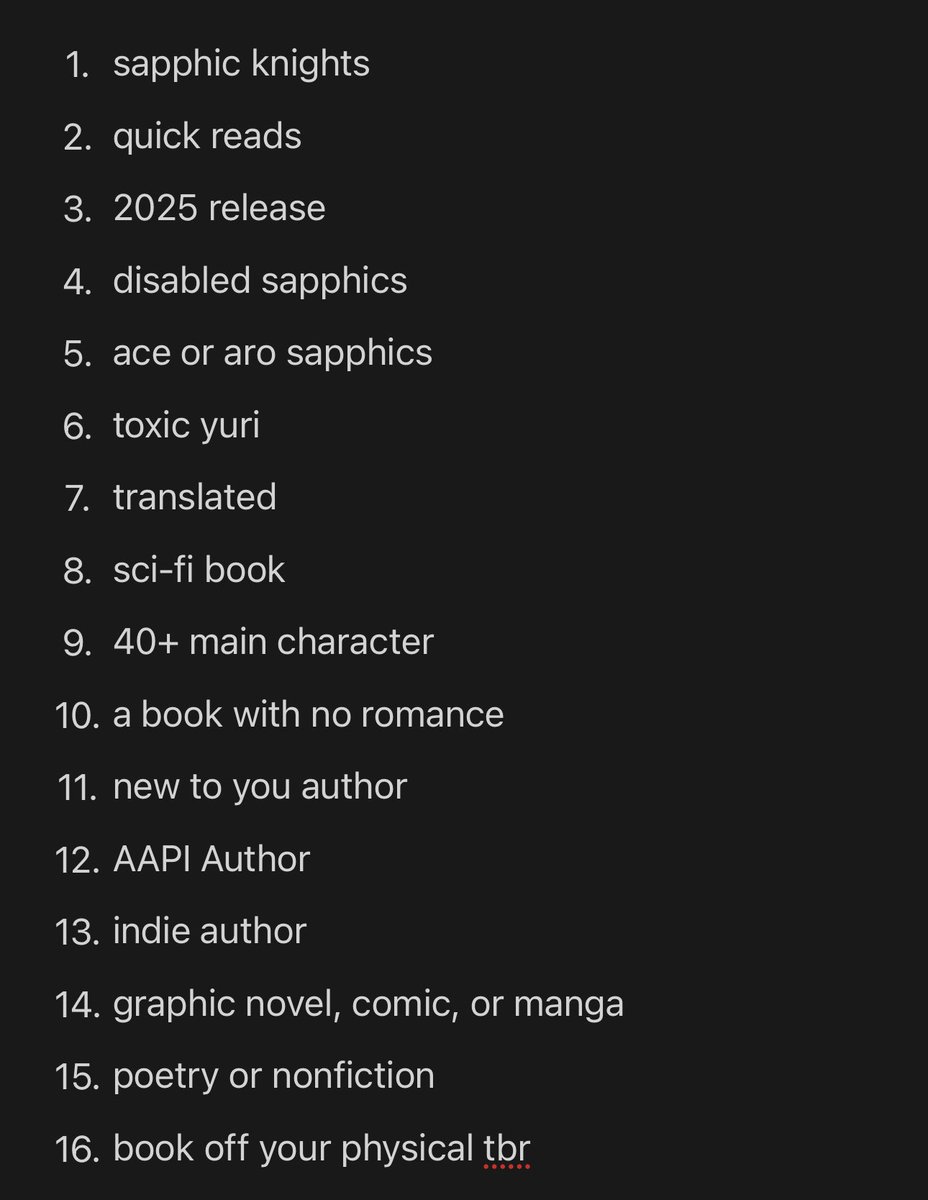 Hi hello I’m currently exhausted &amp; burnt out taking care of my grandmother so the bingo card will be delayed but Lexi and I finalized the Sapphic September 2025 prompts for anyone trying to plan their TBR early