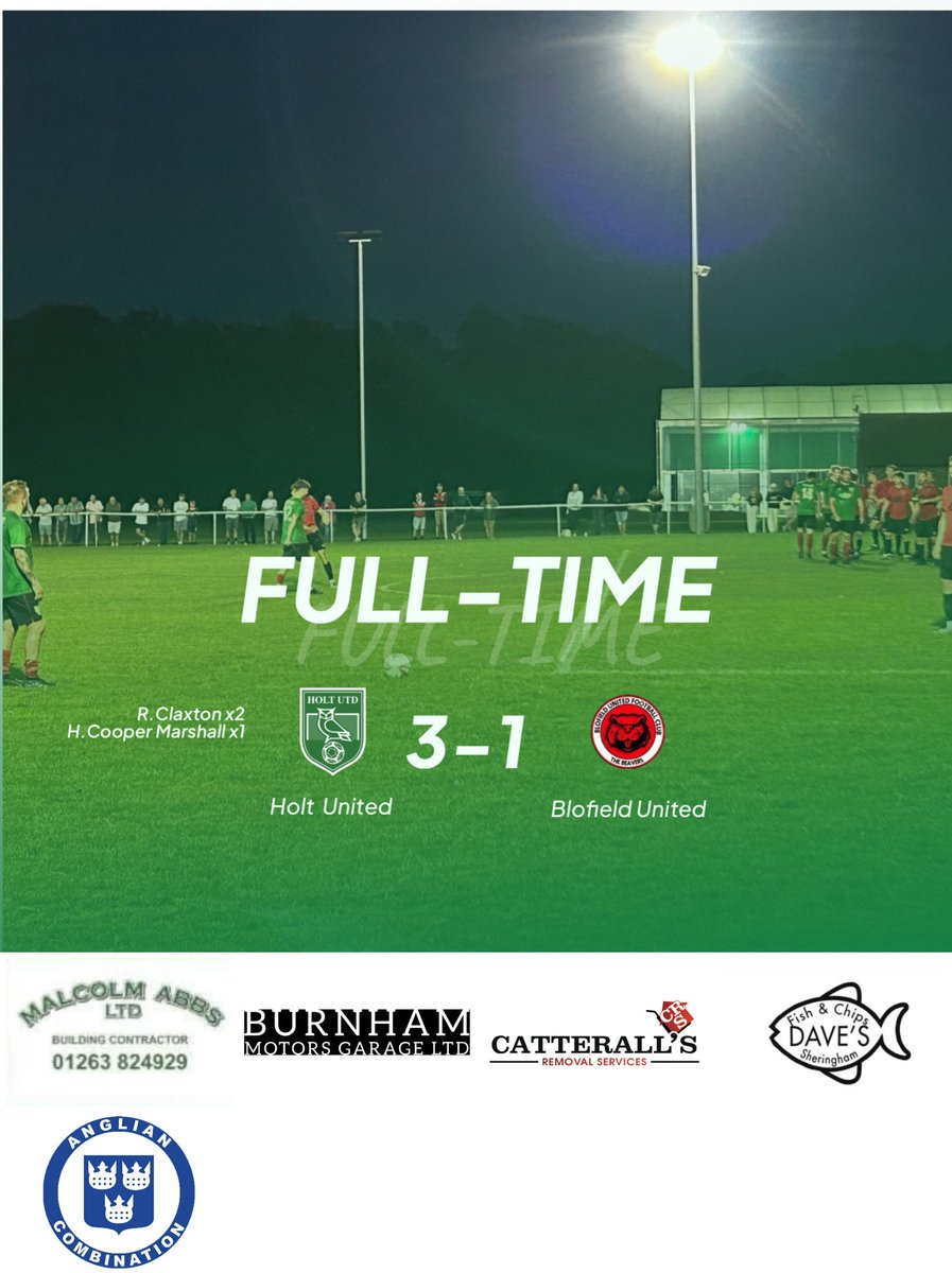 💚🦉 FULL-TIME 🦉💚
Holt United First Team start the league season with a 3-1 win at home!
A strong performance from the lads and the perfect way to kick off the campaign. ⚽💪

#HoltUnited #UpTheOwls #MatchDay #3Points #grassrootsfootball