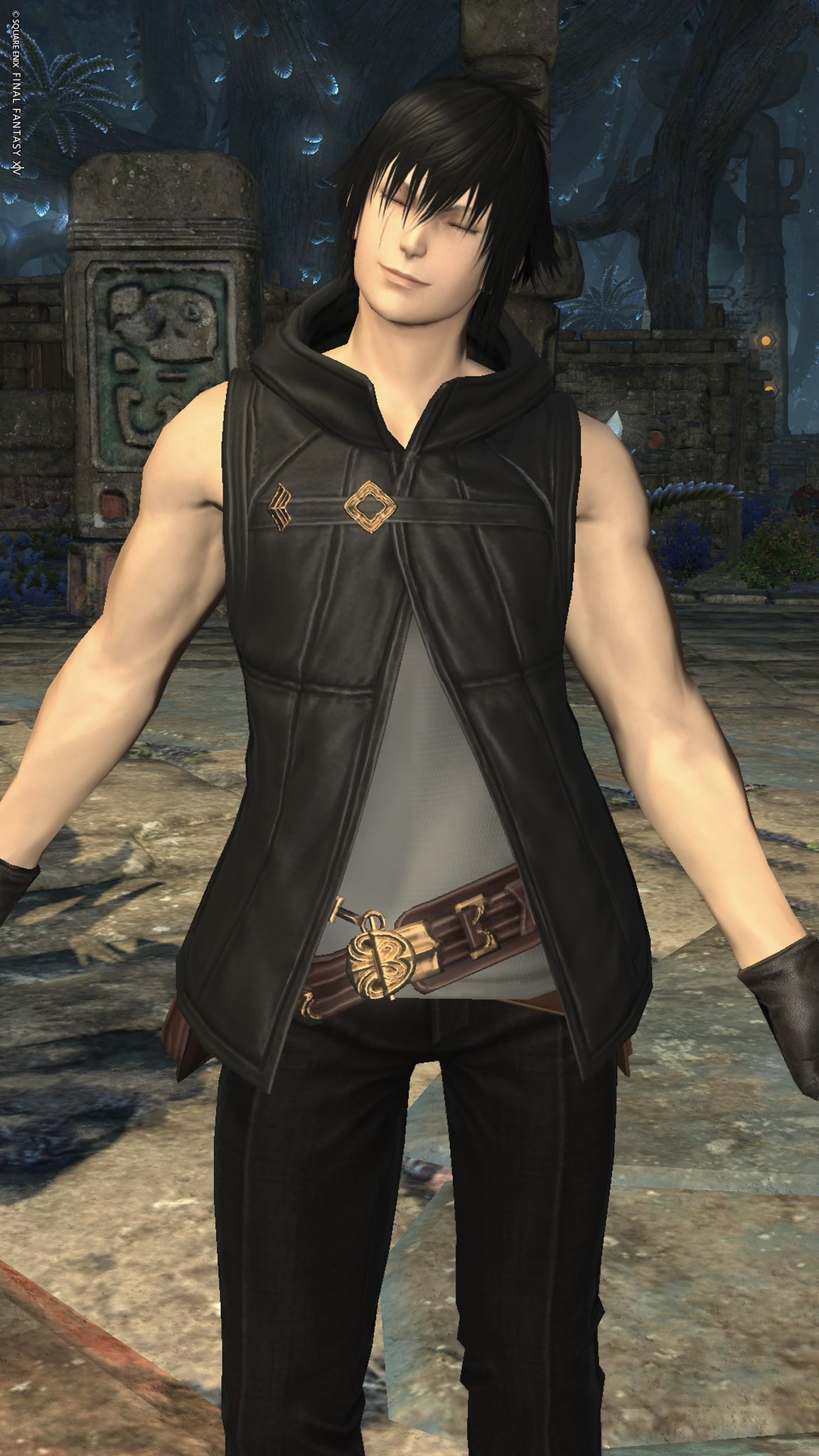 FF14 ナイト パーカー XL Glamour] Cyberpunk casual healer look with a Vanguard hoodie