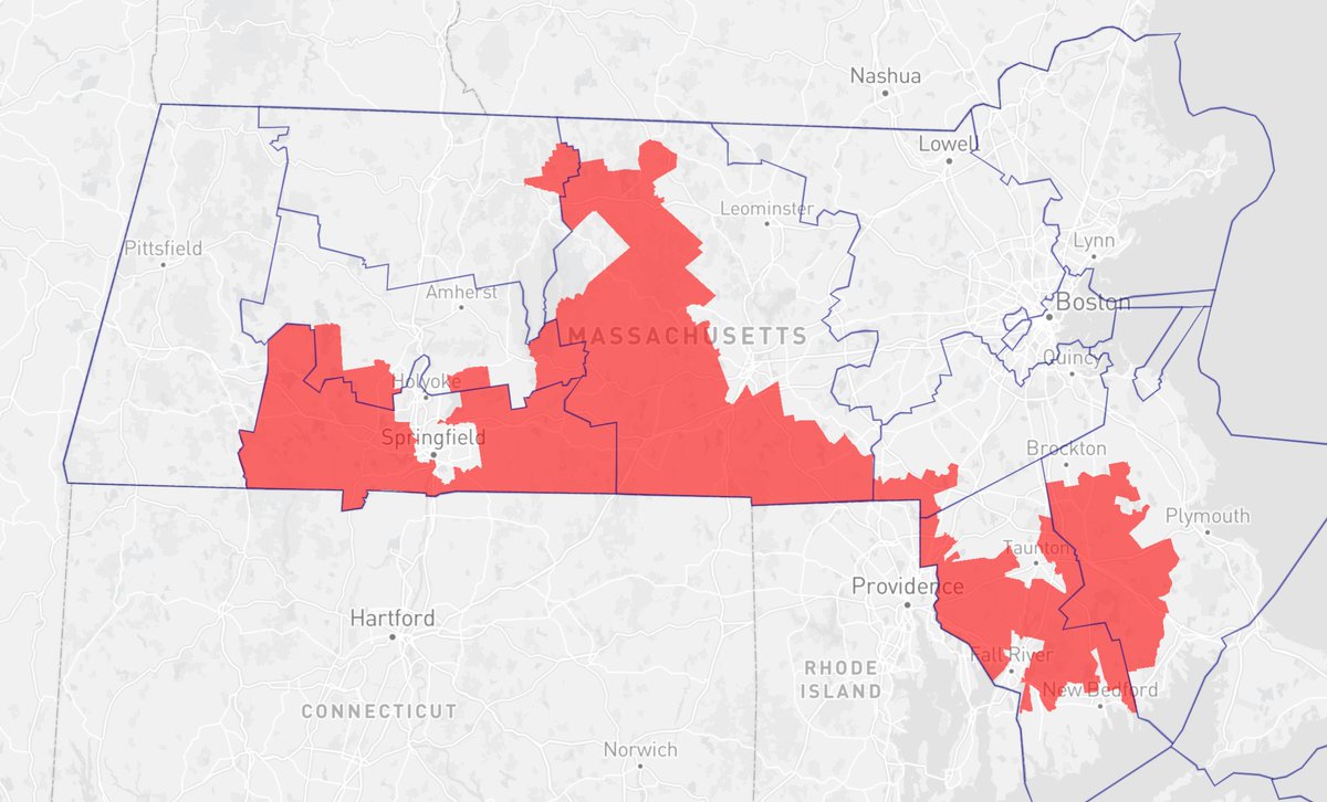 "Why does Massachusetts have a 9-0 Democratic delegation.  Its a clear gerrymander."

Maybe its because I had to draw THIS to get a district that was just Biden +1%.
