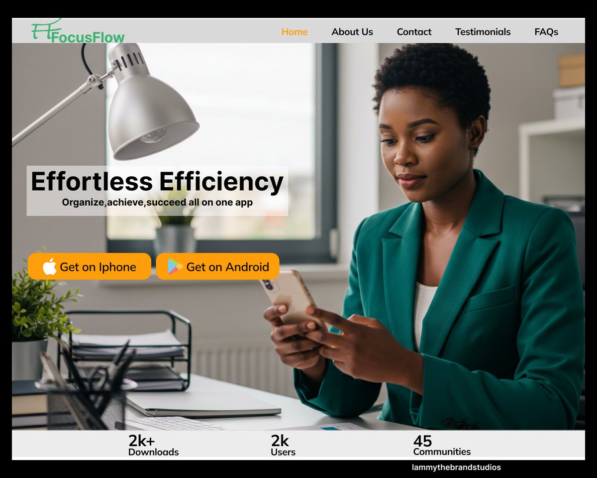 Lammythebrand's tweet image. The FocusFlow Landing page was built with users in mind, simple and clear💯
.
#UIUXDesigner #UIDesigner #designtwitter #productdesigning