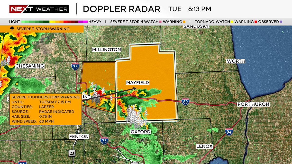 A Severe Thunderstorm Warning has been issued for the highlighted counties until Aug 12 7:15PM. #miwx #weather