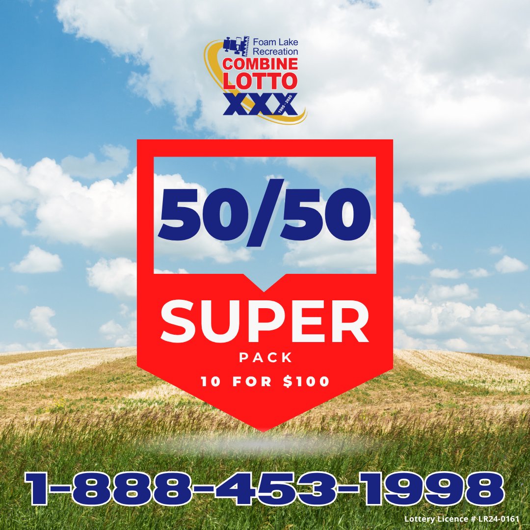 ⏳ THE COUNTDOWN IS ON! ⏳

We’re in the home stretch for the Foam Lake Combine Lotto 50/50 — and when the clock hits August 21 @ 8PM, the chance to claim HALF the pot will be gone.

on’t wait another minute — call 1-888-453-1998 or visit combinelotto.com now!