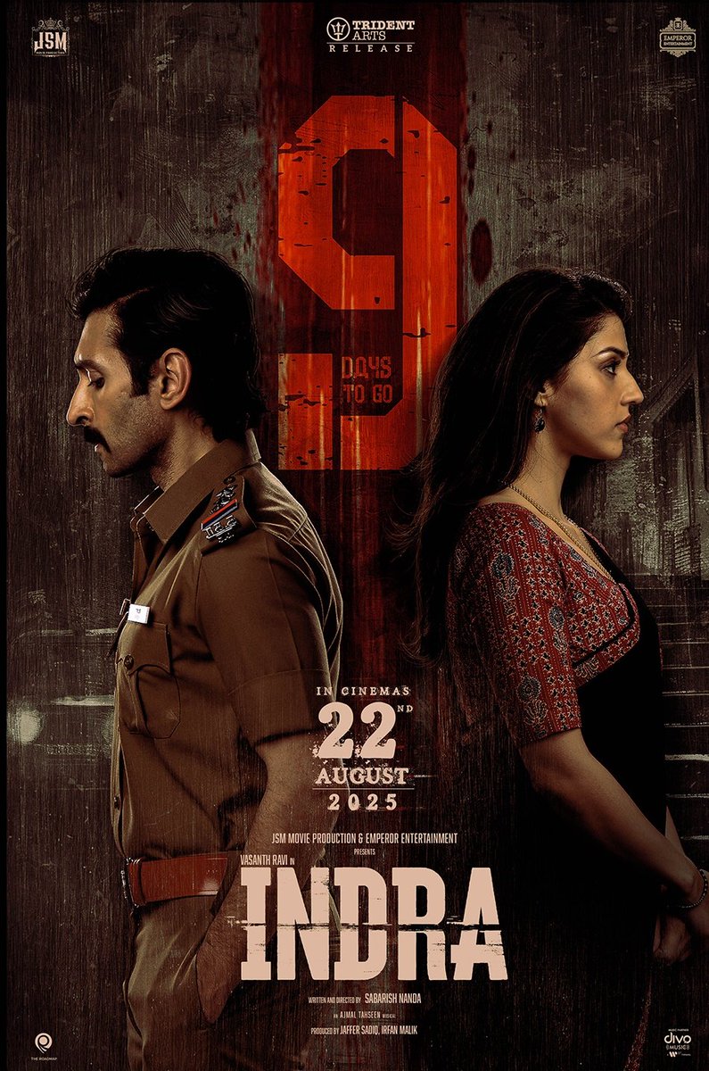 Divo Music (@divomusicindia) on Twitter photo 9 days to go!
The wait is getting shorter, and the thrill is getting real 🔥
#INDRA in cinemas from Aug 22 ♥️
<a href="/JSMMovieProdn/">JSM Movie Production</a> <a href="/EntEmperor/">Emperor Ent Official</a> <a href="/tridentartsoffl/">Trident Arts</a> <a href="/iamvasanthravi/">Vasanth Ravi</a> <a href="/suneeltollywood/">Suneel</a> <a href="/Mehreenpirzada/">Mehreen Pirzada👑</a> #AnikhaSurendaran <a href="/kayoas13/">kalyan dance choreographer</a> <a href="/rajNKPK/">Rajkumar Actor</a> <a href="/sabarish_nanda/">sabarish nanda</a> <a href="/Ajmal__Tahseen/">Ajmal Tahseen</a> 9 days to go!
The wait is getting shorter, and the thrill is getting real 🔥
#INDRA in cinemas from Aug 22 ♥️
<a href="/JSMMovieProdn/">JSM Movie Production</a> <a href="/EntEmperor/">Emperor Ent Official</a> <a href="/tridentartsoffl/">Trident Arts</a> <a href="/iamvasanthravi/">Vasanth Ravi</a> <a href="/suneeltollywood/">Suneel</a> <a href="/Mehreenpirzada/">Mehreen Pirzada👑</a> #AnikhaSurendaran <a href="/kayoas13/">kalyan dance choreographer</a> <a href="/rajNKPK/">Rajkumar Actor</a> <a href="/sabarish_nanda/">sabarish nanda</a> <a href="/Ajmal__Tahseen/">Ajmal Tahseen</a>