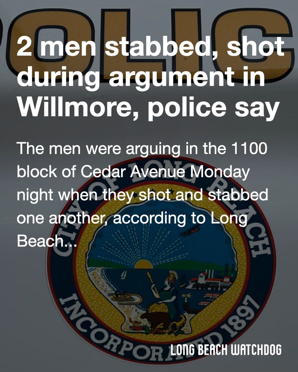 Two men were hospitalized Monday night after an argument turned violent in Willmore, police said.

Read more on the Watchdog. lbwatchdog.com/2-men-stabbed-…
