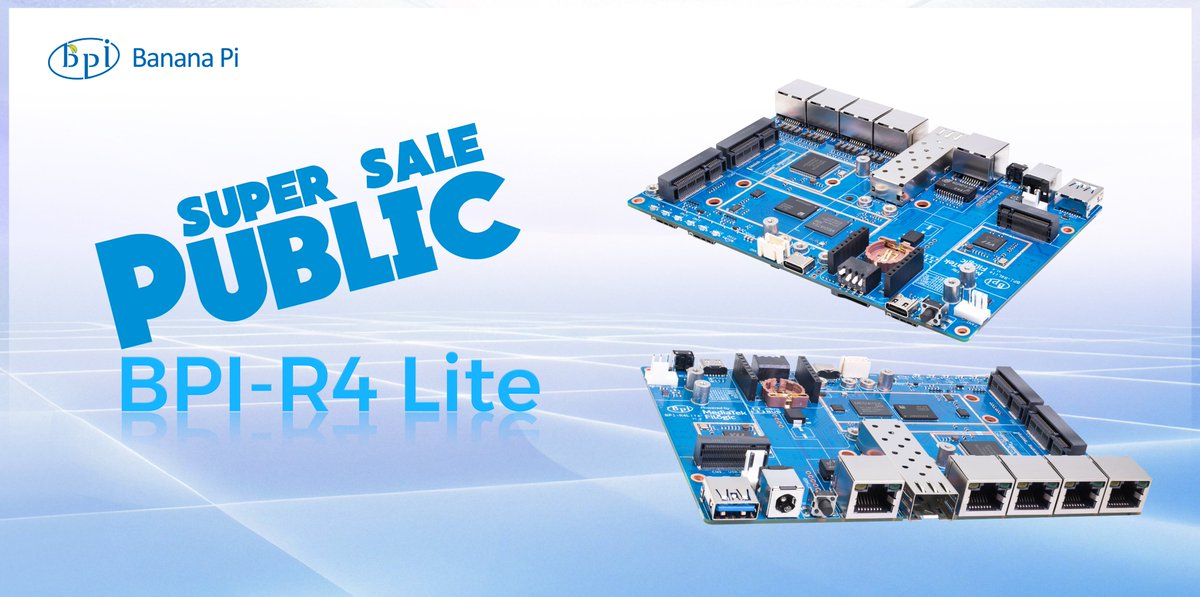 judyhuang9's tweet image. Say Hello to Our BPI-R4 Lite,Powered by the MediaTek MT7987A Quad-core Arm Cortex-A53 processor.Equipped with 2GB DDR4 and 8GB eMMC flash,it offers robust storage and expansion options for advanced networking applications,vist bpi-shop.com/products/banan… or contct sales@banana-pi.com