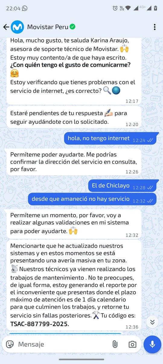 3_shanny's tweet photo. @ComsMovistarPe Pésimo servicio, llevo 3 días sin internet. Desde el domingo me dicen que espera 1 día, un día,un día https://t.co/dQk6YYQrQM