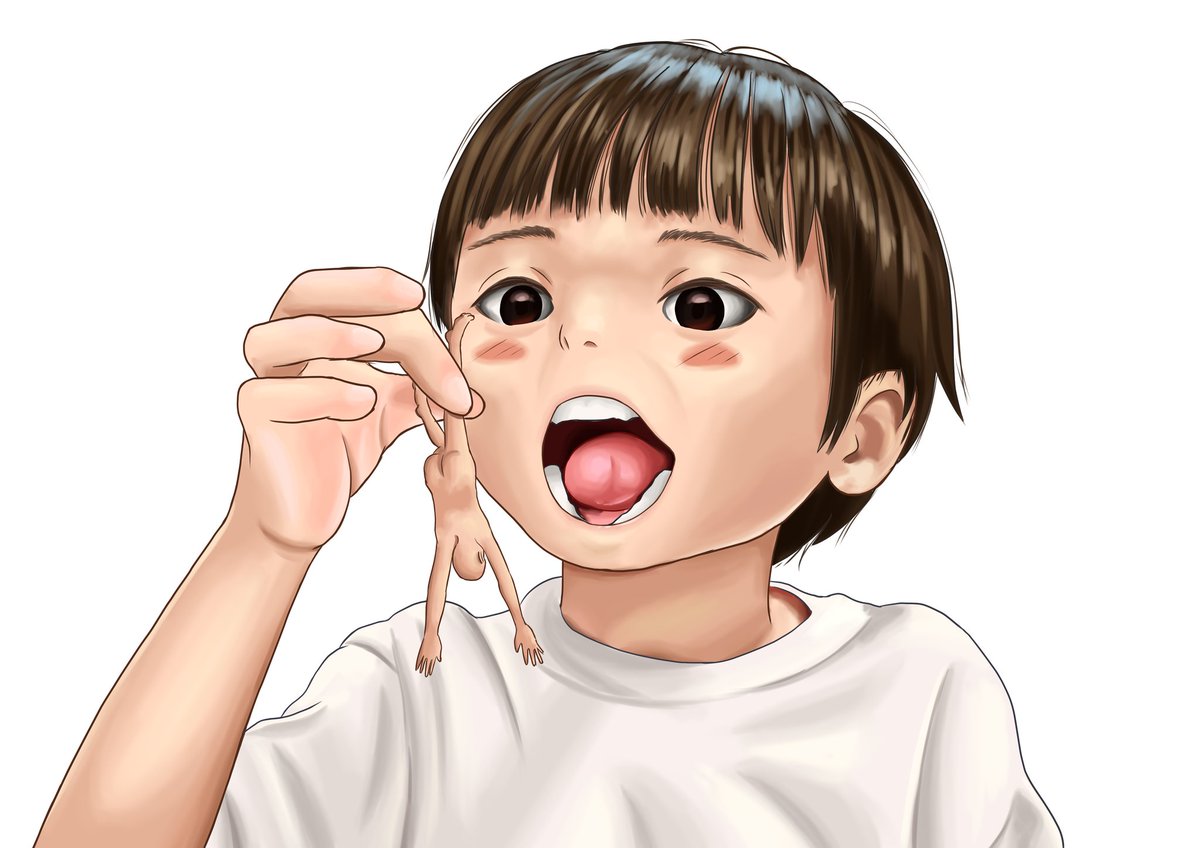 あーん！
 #丸呑み 
 #ショタ