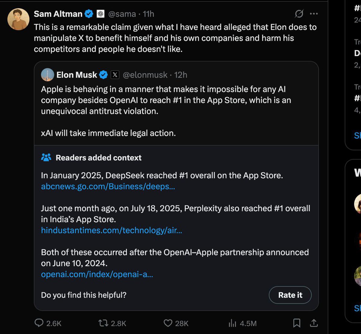 Debashis Sarkar (@sarkdeb) on Twitter photo Feels so good to see that a Hindustan Times Tech story by <a href="/barelysure/">Shaurya Sharma</a> is providing readers context in a 'tweet war' between Sam Altman and Musk!
hindustantimes.com/technology/air… Feels so good to see that a Hindustan Times Tech story by <a href="/barelysure/">Shaurya Sharma</a> is providing readers context in a 'tweet war' between Sam Altman and Musk!
hindustantimes.com/technology/air…