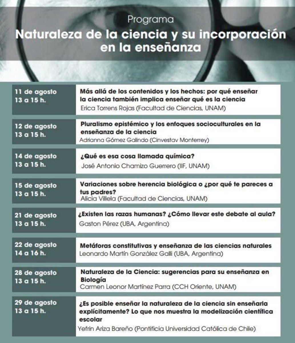 YefrinAriza's tweet photo. Feliz de participar en el Coloquio Virtual “Naturaleza de la Ciencia y su Incorporación en la Enseñanza” (UNAM) junto a colegas muy queridos/as como Leonardo Martín González Galli, Adrianna Gómez, Gastón Pérez, José Antonio Chamizo, entre otros/as @EnsedeCiencia @Fac_EducacionUC https://t.co/uZqmSLJWuj