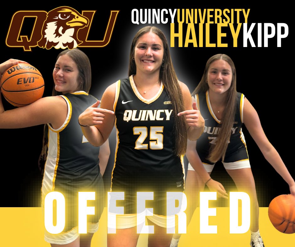 Hailey Kipp (@haileykipp27) on Twitter photo I’m honored to announce that I have received an offer from Quincy University! So glad I got to spend the day with the coaches and players, tour the campus, and see the great facilities! Thank you Coach Ali and Coach Courtney for spending the day with me! <a href="/QUHawksWBB/">QU Women's Basketball</a>
<a href="/Team_Iowa/">Team Iowa Basketball</a> I’m honored to announce that I have received an offer from Quincy University! So glad I got to spend the day with the coaches and players, tour the campus, and see the great facilities! Thank you Coach Ali and Coach Courtney for spending the day with me! <a href="/QUHawksWBB/">QU Women's Basketball</a>
<a href="/Team_Iowa/">Team Iowa Basketball</a>