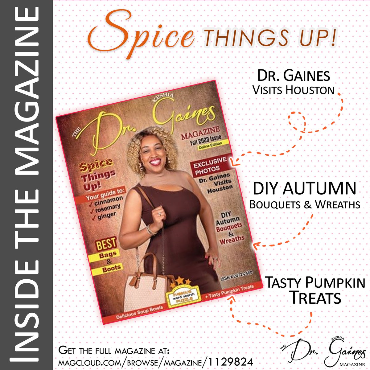 Dr_KGaines's tweet image. SPICE THINGS UP with the Fall 2023 issue of The Dr. Keshia Gaines Magazine! 📷 Do you remember this issue? It was a real showstopper, and one of our most popular ones yet! 📷

#magcloud #fall #autumn #exclusivephotos #pumpkin #pumpkinspice #soup