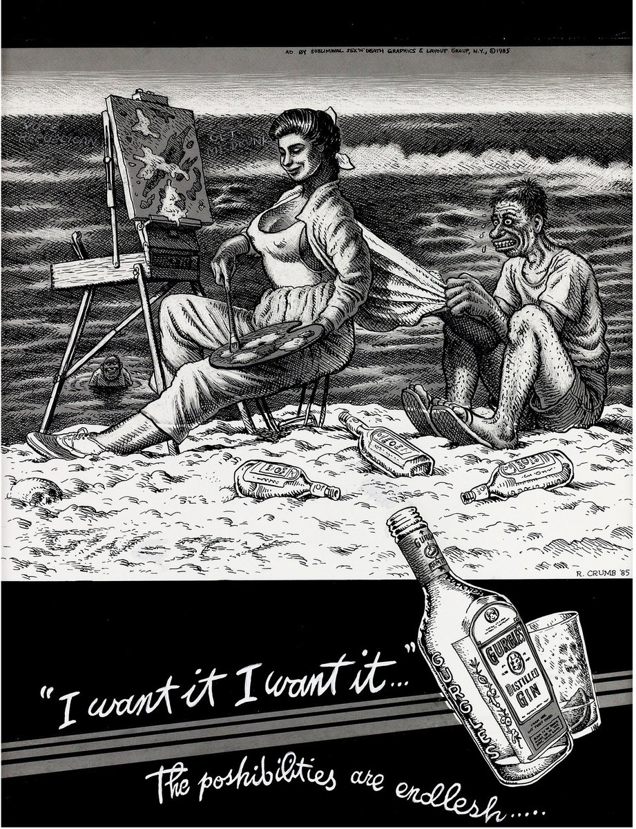 Robert Crumb 
Parody ad from Weirdo #15 (1985)