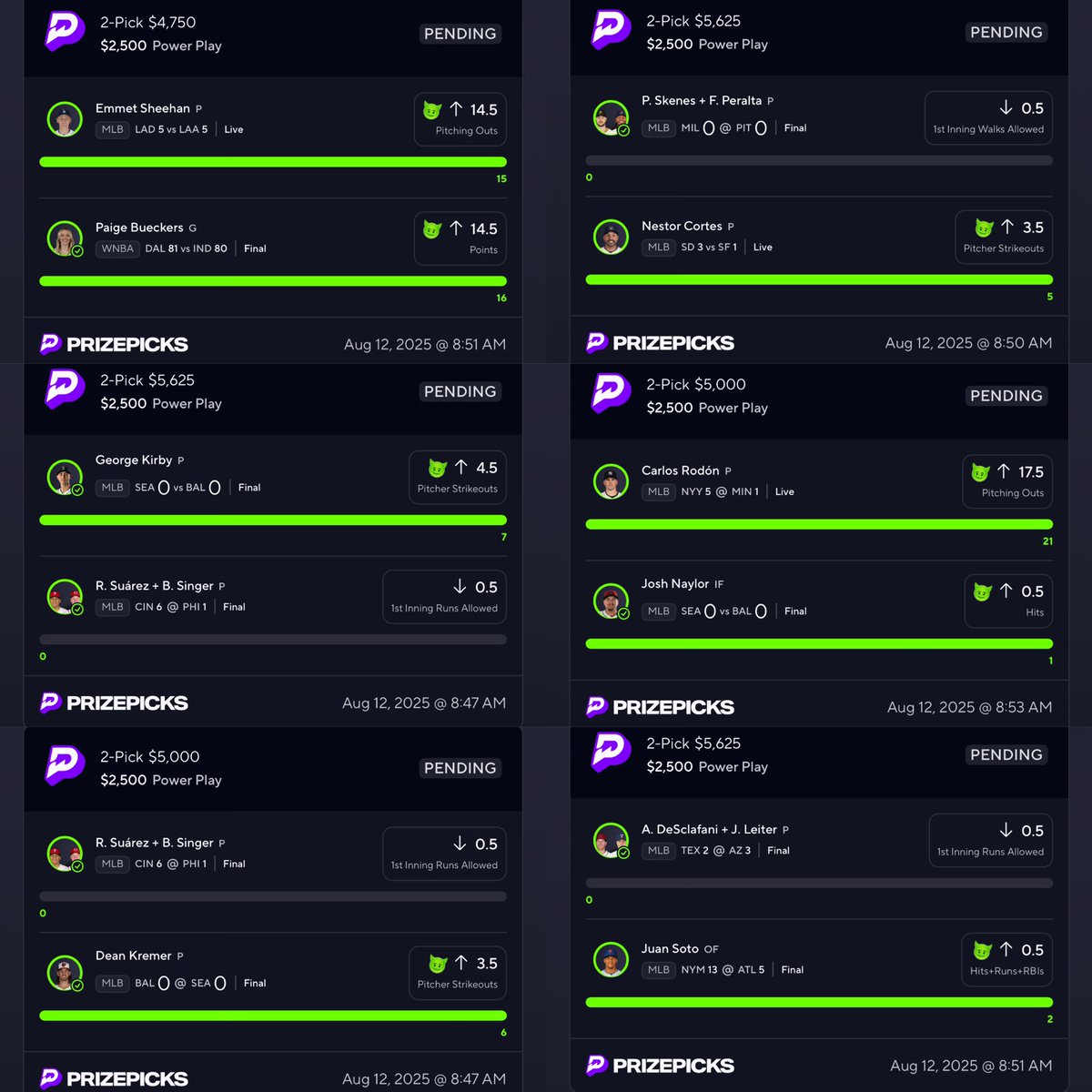 $100 to someone that likes ❤️drop cash app
HELL OF A NIGHT, 3-1 ON THE PROP LIST ONCE AGAIN🔥💚 $30,000 PROFIT 💰

Nestor Cortes “O” 4.5 Ks {5⭐️}✅
Dean Kreamer “O” 4.5 Ks {5⭐️}✅
Emmet Sheehan “O” 14.5 Outs {4⭐️}✅
Anthony DeSclafani “O” 14.5 Outs {4⭐️}❌
dubclub.win/checkout/24014…