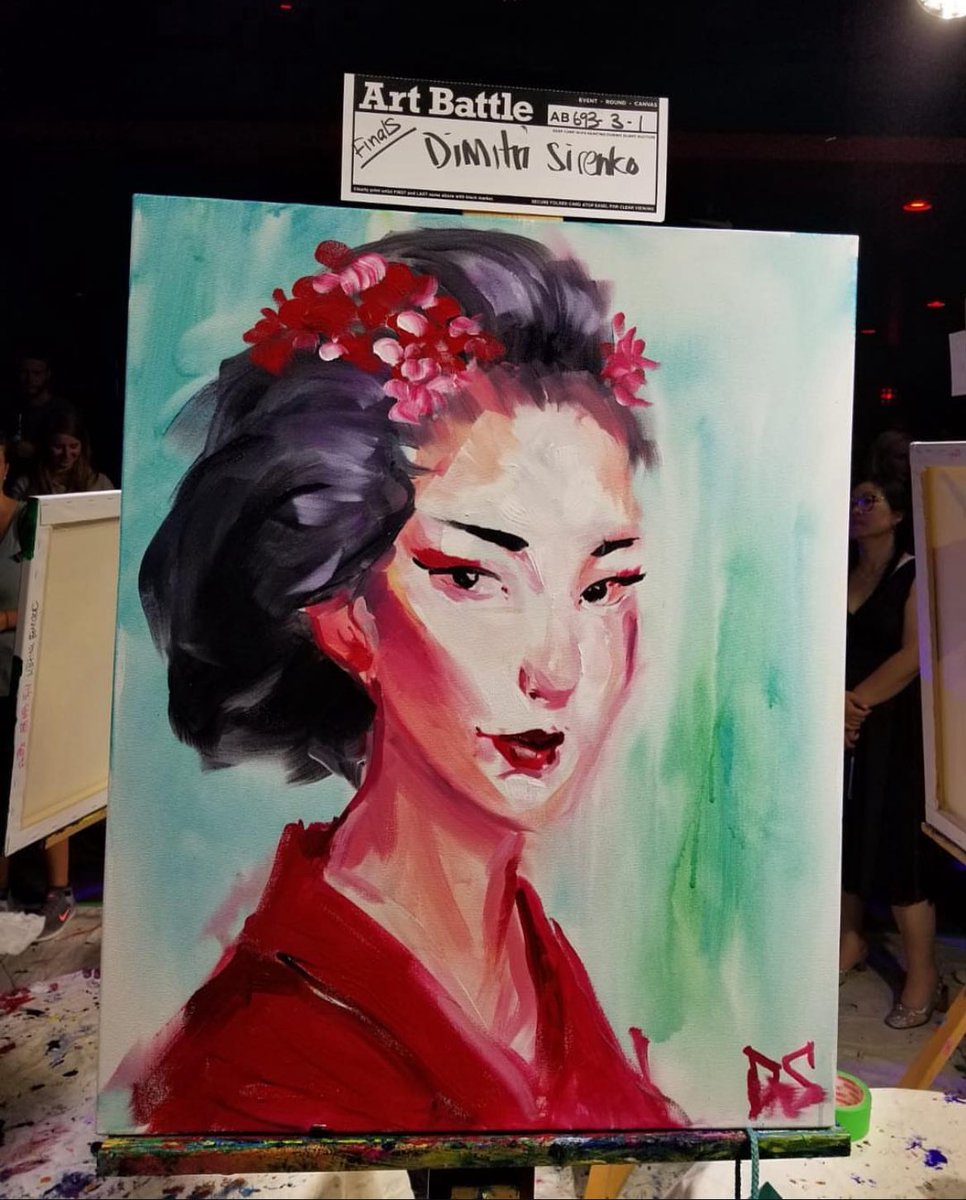 **SOLD** 20 min acrylic on 24x30 inch canvas no reference no premixing colours winning piece for final round of art battle Vancouver city finals #portrait #geisha #beautiful #face #painting #art #artwork #speedpaint #artbattle #acrylicpainting