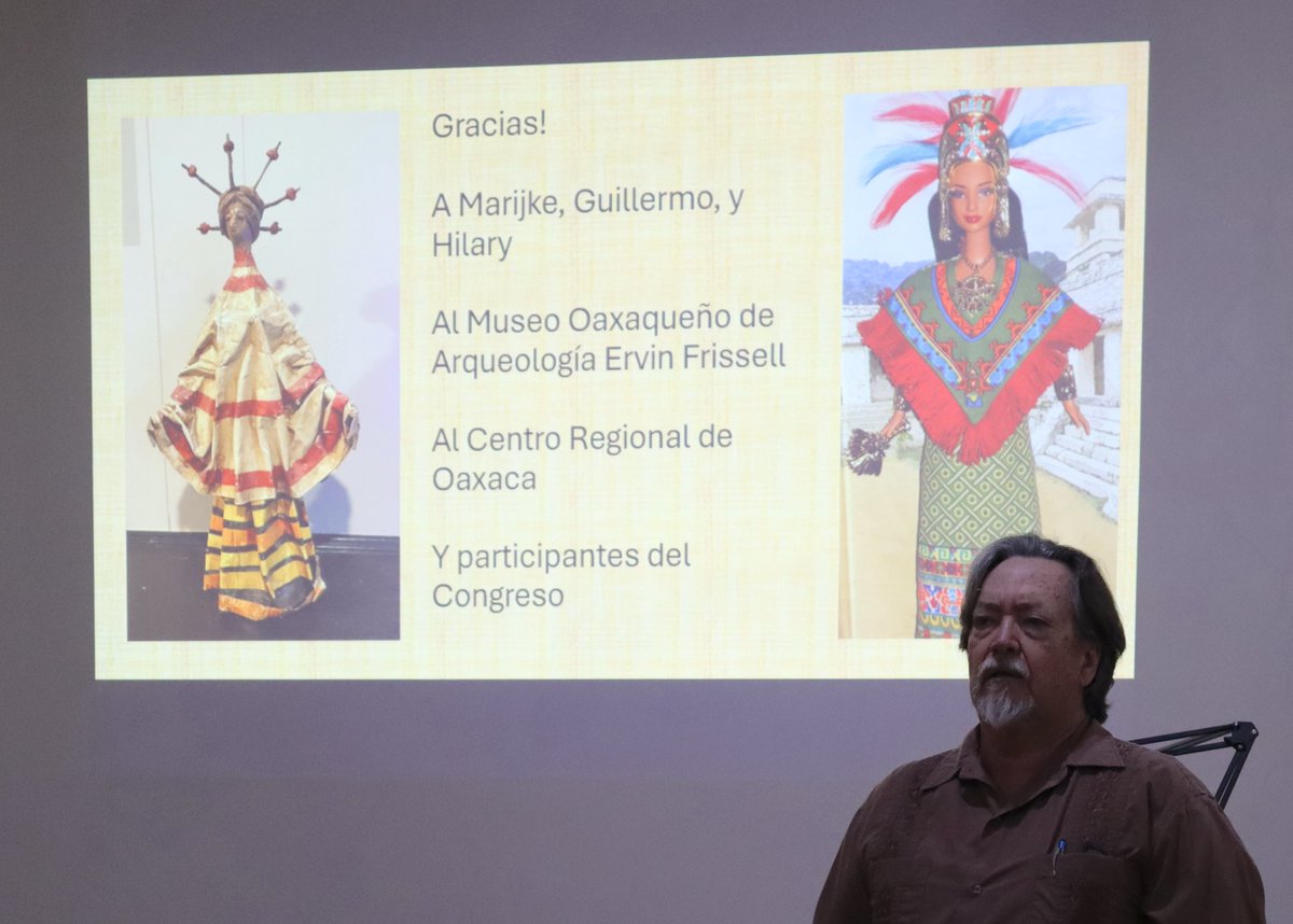 ai_rivera's tweet photo. @Eps5371 Tuvimos el gusto de escuchar a los profesores Geoffrey y Sharisse McCafferty quienes impartieron la conferencia inaugural del simposio. Ambos tienen gratos recuerdos del Museo Frissell pues es ahí, en Mitla, donde se conocieron. https://t.co/N9WNhUdJso