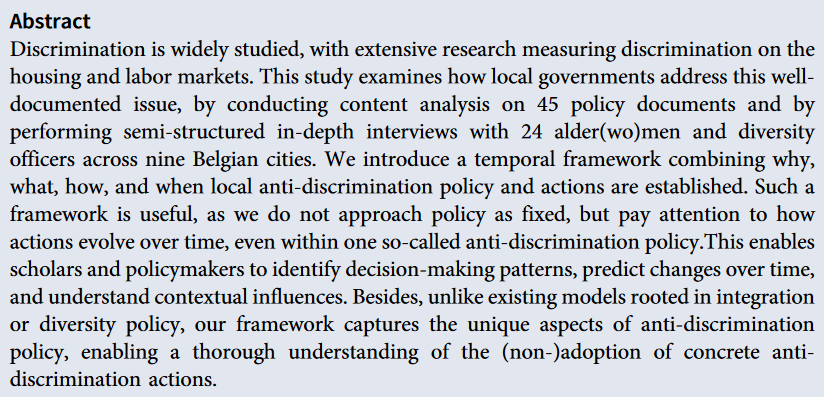 Cambridge University Press - Politics (@cup_polisci) on Twitter photo #OpenAccess from <a href="/JournalREP/">Journal of Race, Ethnicity, and Politics</a> -
Local Governments’ Response to Discrimination: A Temporal Framework to Analyze Local Anti-discrimination Policy and Actions - cup.org/4mhUo24
- <a href="/BillieMartinie1/">Billie Martiniello</a> & <a href="/PieterPaulVer/">Pieter-Paul Verhaeghe</a>
#JREP10 #OpenAccess from <a href="/JournalREP/">Journal of Race, Ethnicity, and Politics</a> -
Local Governments’ Response to Discrimination: A Temporal Framework to Analyze Local Anti-discrimination Policy and Actions - cup.org/4mhUo24
- <a href="/BillieMartinie1/">Billie Martiniello</a> & <a href="/PieterPaulVer/">Pieter-Paul Verhaeghe</a>
#JREP10
