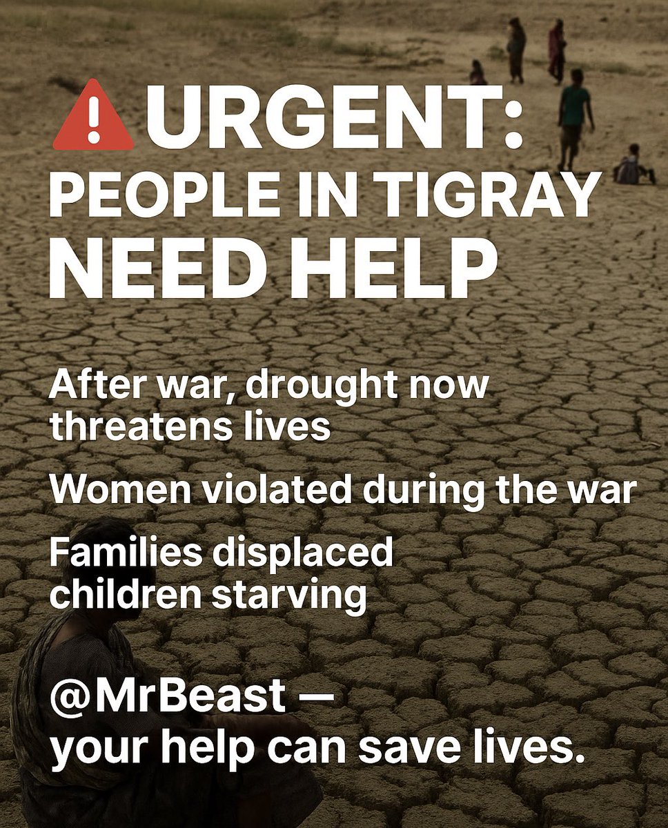 habonya19881's tweet photo. @MrBeast @MrBeast you have brought food, water, and hope to millions. You can help them too.
#MrBeastForTigray https://t.co/gzLoSZz6dR