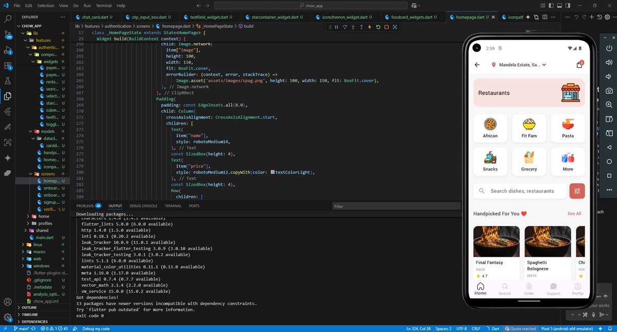 mobiledevsNG's tweet image. 📍Real time location integration in Flutter now live in chow_app 🚀
Implemented Precise &amp;amp; Approximate location permissions, dynamic address fetching.
🍽️ Nearby restaurant suggestions
🚚 Optimized delivery times
🗺️ Location-based recommendations
#FlutterDev #DartLang #MobileDev