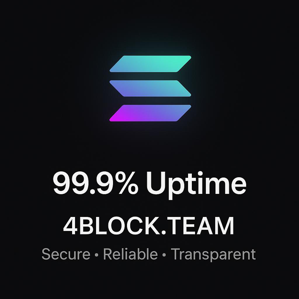 4BLOCK_TEAM's tweet photo. Consistent. Reliable. Transparent.
Our #Solana #validator maintains 99.9% uptime and zero downtime epochs.
Stake confidently — your $SOL works securely, 24/7.

https://t.co/z2FkPnW6tr https://t.co/SjdrtUNSe7