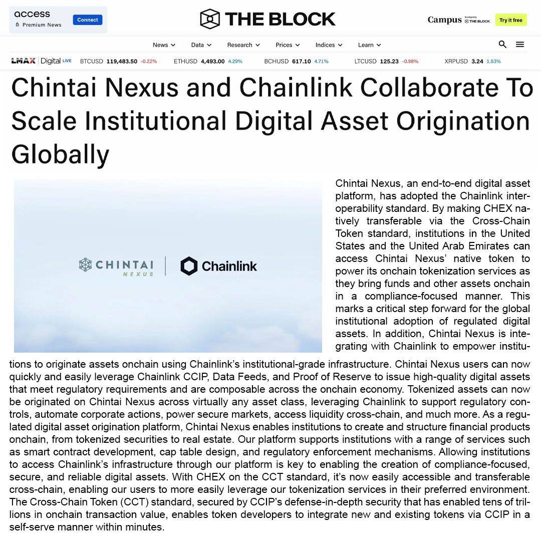 David Packham (@gunnisoncap) on Twitter photo <a href="/ChintaiNexus/">Chintai Nexus</a> partnership with @Chainlink represents the maturation of RWA tokenization and distribution in our industry. Issuances powered by $CHEX will now be able to flow securely, cheaply and frictionlessly across many chains acting as integrated distribution venues.
Soon <a href="/ChintaiNexus/">Chintai Nexus</a> partnership with @Chainlink represents the maturation of RWA tokenization and distribution in our industry. Issuances powered by $CHEX will now be able to flow securely, cheaply and frictionlessly across many chains acting as integrated distribution venues.
Soon