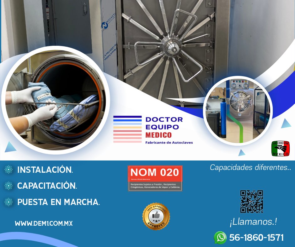 Drequipomedico's tweet photo. 💙 Autoclaves que trabajan tan duro como tú
🇲🇽 En Doctor Equipo Médico fabricamos autoclaves a tu medida, 
con calidad garantizada y soporte técnico especializado 
📞 56 1860 1571
🌐 https://t.co/w9KkL4Kzm4
#autoclaves #salud #bienestar #noticias #mexico #ULTIMAHORA #Medicos https://t.co/TxV04fkG4e