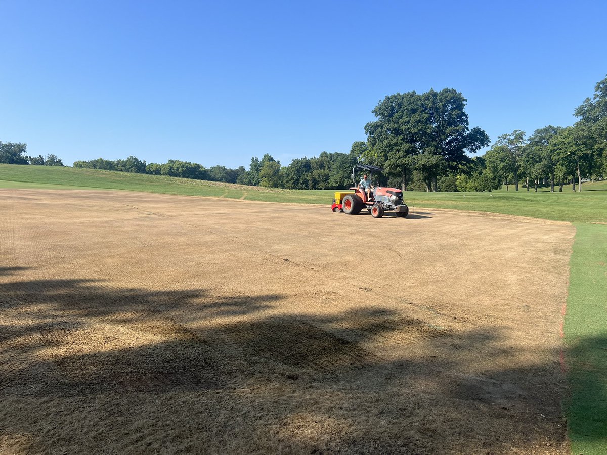 ZKoppin's tweet photo. North Course restoration week 1 in the books! Many things going on at once. Greens Expansion, Rebuilding Tees, Irrigation. Today we started to Seed the fairways. Let’s just hope that cooler weather shows up sooner than later! https://t.co/0khe8jbnzr
