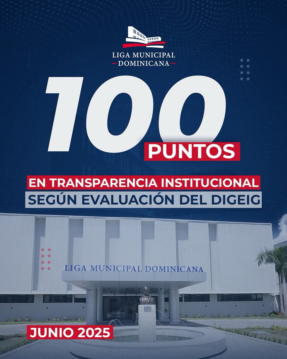 💯Es el puntaje en evaluación de nuestro Portal de Transparencia‼️

La LMD, según informe elaborado por la Dirección General de Ética e Integridad Gubernamental, en cumplimiento con los lineamientos en materia de transparencia institucional, continúa su camino a la excelencia.