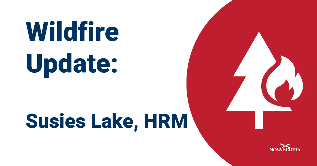 NS_DNR's tweet photo. Susies Lake wildfire estimated at 25-30 hectares. Out of control but progress being made. 12 DNR firefighters, 30 HfxFire &amp; Emerg, some staying overnight. 1 DNR helicopter dropping water. Planes lent by NB returning home, could return if needed. Next update after 9 am tomorrow. https://t.co/APKkn4E8IP