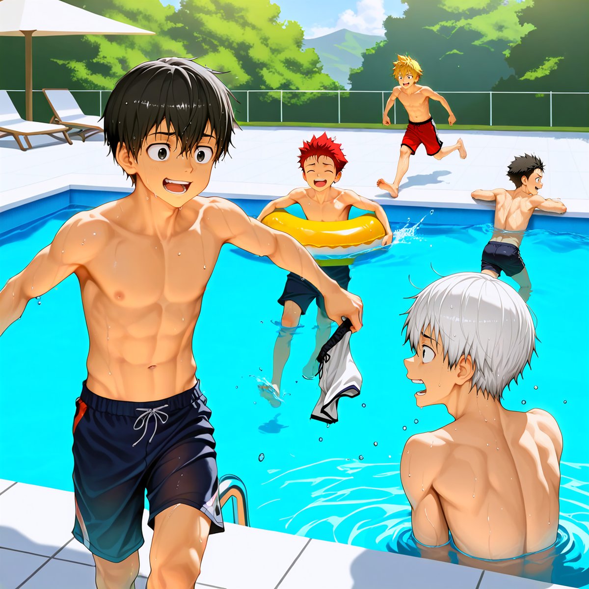 Rev_Art_Central's tweet photo. "Hey~ give it back! 😳"
"Ahahaha! You’ll have to catch me first! 🏃‍♂️💦"

Another one for the Summer Series ☀️🔥
Nothing like a little poolside mischief to beat the heat 😏💦
Kinda miss those days…

Engagement’s definitely looking better 📈
Followers though? Still doing the up-down dance ↕️
Let’s see how it looks in a few more days.