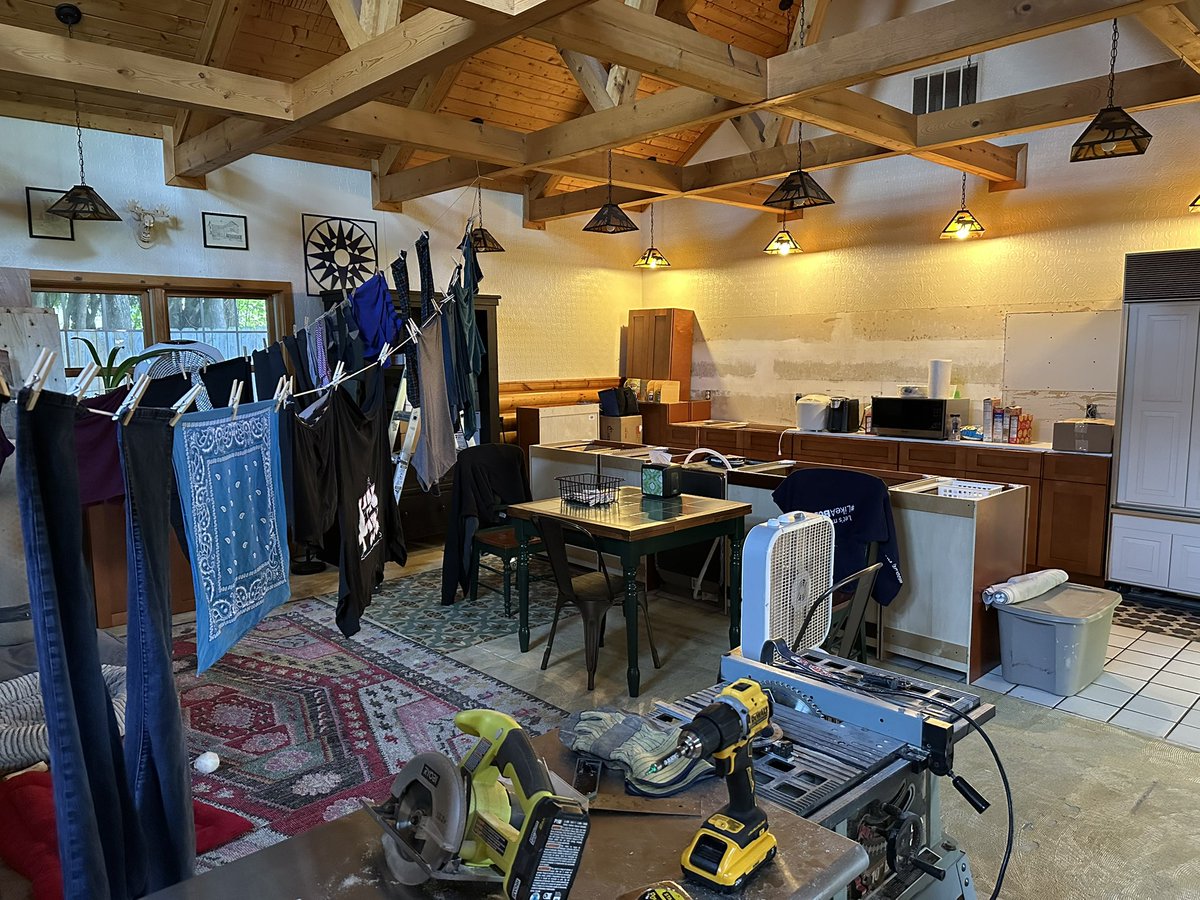 Restaurant Flipping Tip for the day:
If you move in to the restaurant you intend to make your home and get your washing machine working before your dryer is installed, put up a clothes line in your living/dining room.