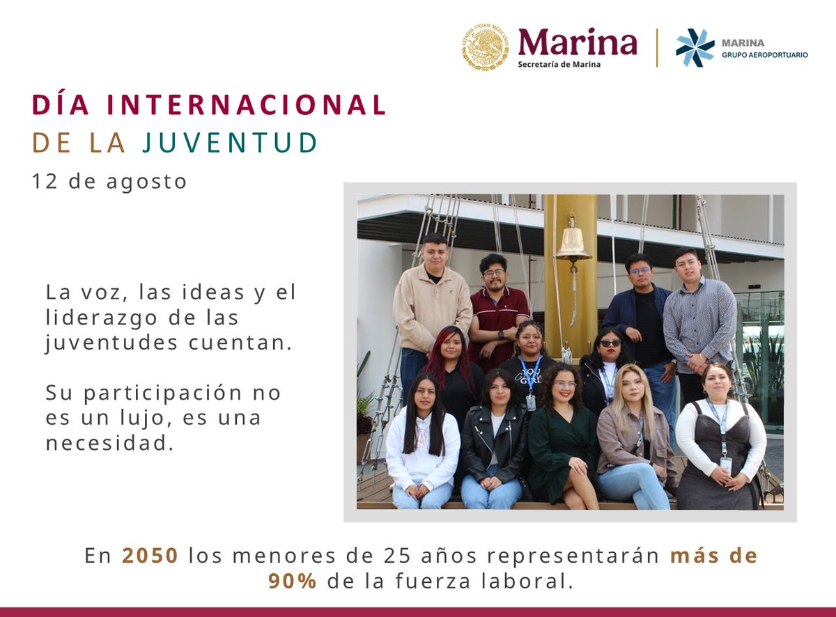 aeropuertos_GAM's tweet image. En #JóvenesConstruyendoElFuturo se brinda capacitación a personas entre 18 y 29 años para que desarrollen habilidades en centros de trabajo. Hoy, en el #DíaInternacionaldelaJuventud visibilizamos a quienes son el presente y futuro de México ayudándonos a fortalecer el @AICM_mx.
