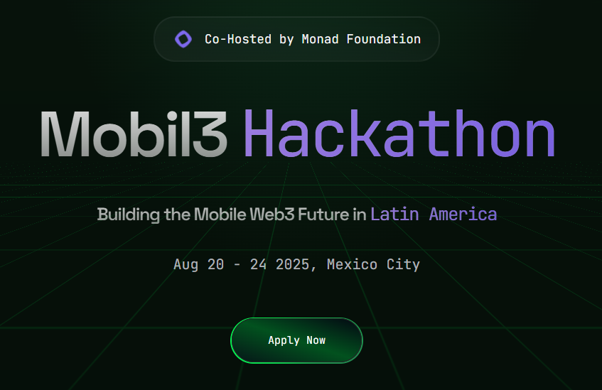 cryptocielos's tweet photo. 🚀 Big news for #Web3 builders! The Mobil3 Hackathon is coming to Mexico 📷 — Aug 20-24, 2025. Powered by the Monad ecosystem, it’s packed with innovation, networking, and prizes most people don’t even know about yet. Don’t miss it. 📷#Monad #Mobil3 #Hackathon
@mobil3_xyz https://t.co/ZvYkiv6OkW