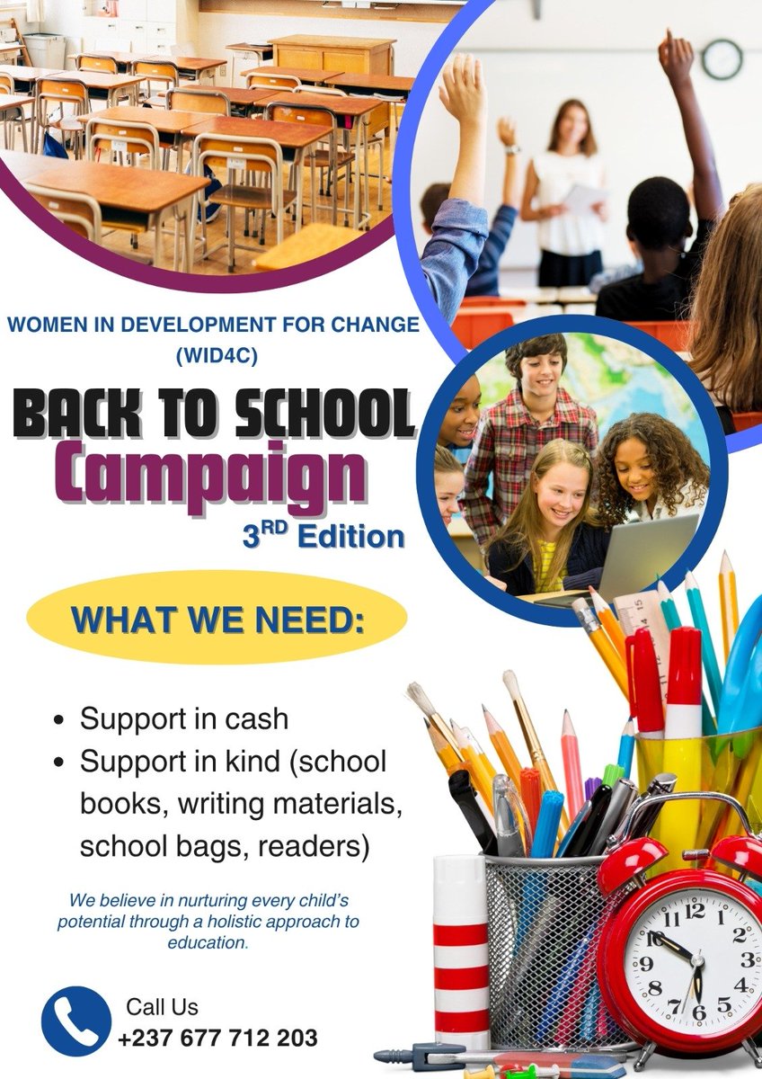 WomenWid's tweet photo. WID4C is organizing a "back to school campaign" with the purpose of supporting children's education in Cameroon. 📚
#SchoolSuppliesDrive #CommunitySupport #DonateForGood #SupportOurStudents #educationmatters
#WID4C #IWPG #MECDA #Yaounde #SNWOT #CAWOPEM #womenwagingpeace https://t.co/a4NK1uoadS