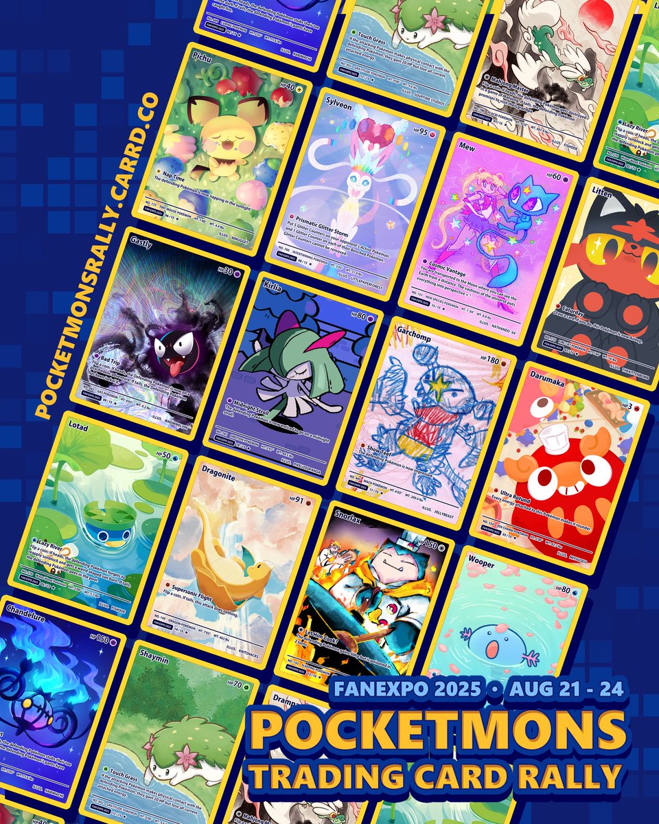 fishooe's tweet image. Super excited to share our #Pokemon trading card rally for #FanExpo! We'll be bringing our custom Pocketmons trading cards to #Toronto next week!  

📍 𝐅𝐀𝐍𝐄𝐗𝐏𝐎 𝐂𝐀𝐍𝐀𝐃𝐀 📍
Metro Toronto Convention Centre  
South Building, Level 800, Artist Alley Aug 21-24, 2025