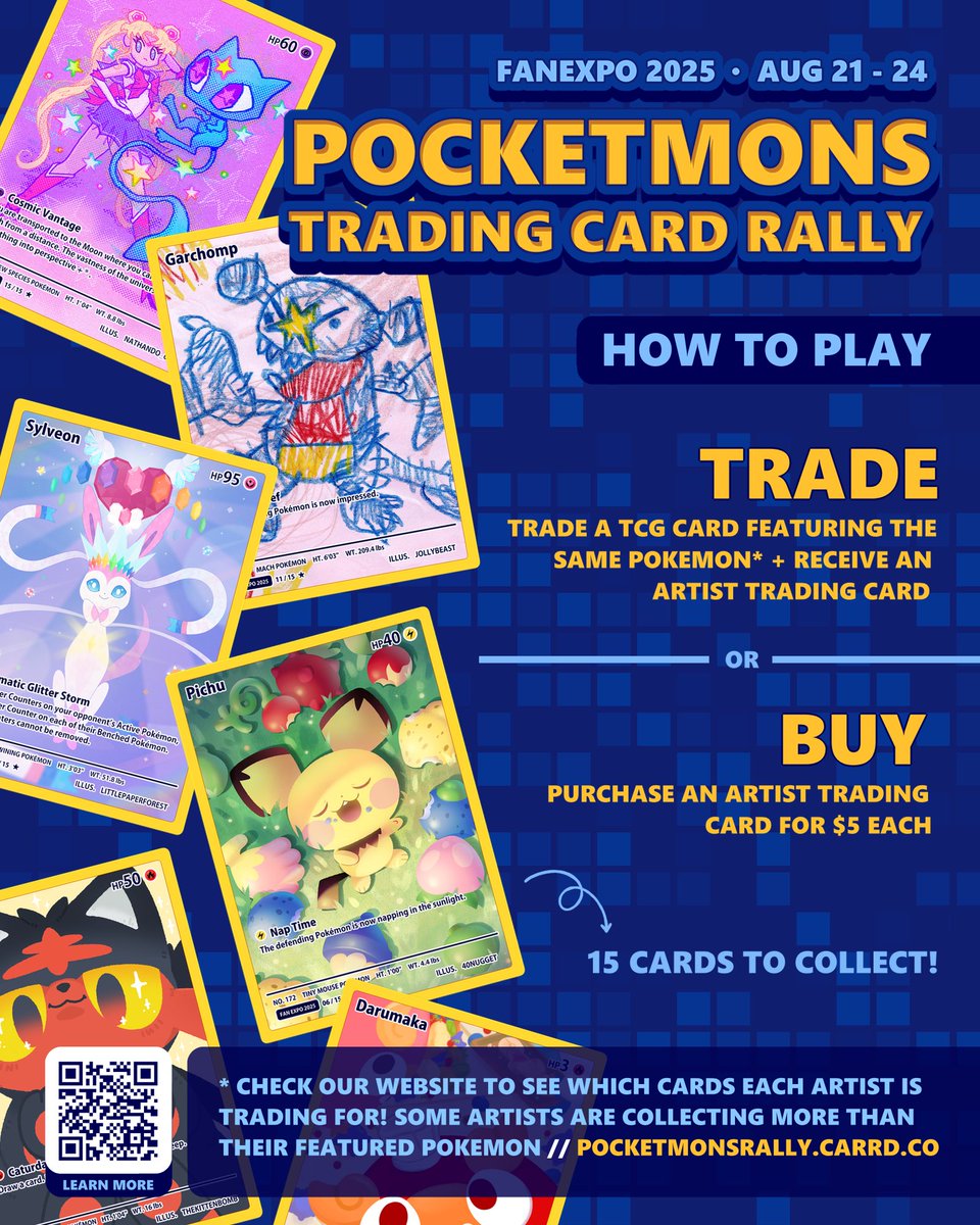 fishooe's tweet image. Super excited to share our #Pokemon trading card rally for #FanExpo! We'll be bringing our custom Pocketmons trading cards to #Toronto next week!  

📍 𝐅𝐀𝐍𝐄𝐗𝐏𝐎 𝐂𝐀𝐍𝐀𝐃𝐀 📍
Metro Toronto Convention Centre  
South Building, Level 800, Artist Alley Aug 21-24, 2025
