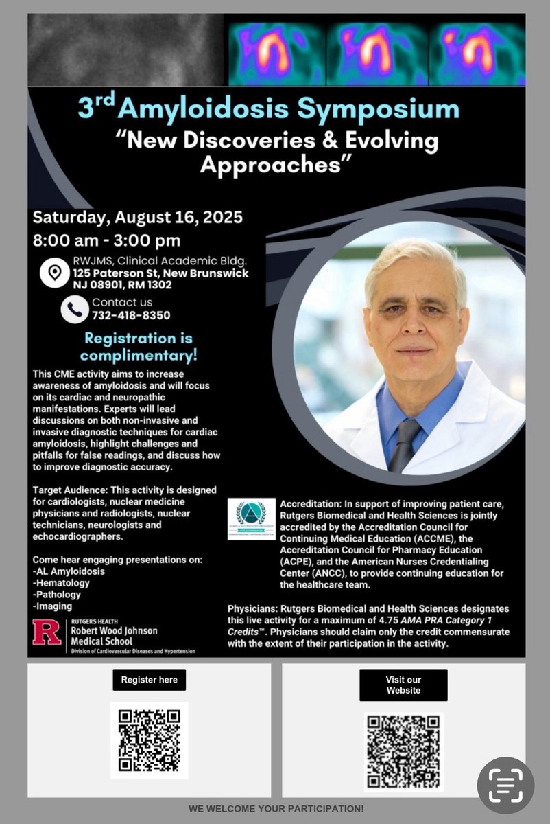The Amyloidosis Army is hitting the road again!  3rd Annual Amyloidosis Symposium Sat 08/16/25 8:00 AM at the Robert Woods Johnson Medical School in New Brunswick NJ.  Bringing awareness to the medical community!  Patient power!
amyloidosisarmy.org
