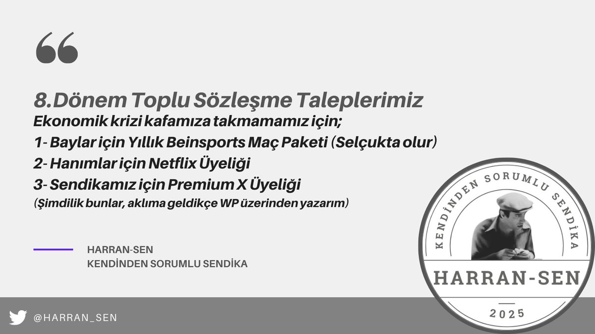 Kendinden Sorumlu Sendika olarak,
8.Toplu İş Sözleşme Taleplerimiz
#YetersizTeklifeHayır