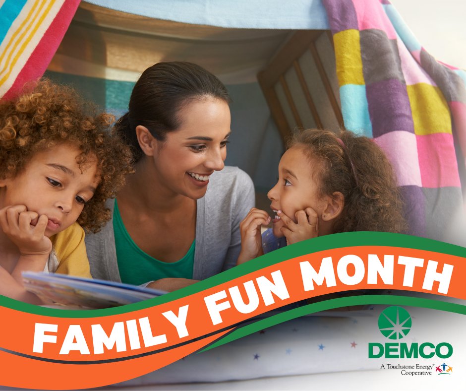 This #FamilyFunMonth, cherish quality time together without the need for electricity! Build a blanket fort, grab pillows, and enjoy—no electricity needed! Tell stories, play games and create lasting memories right at home.