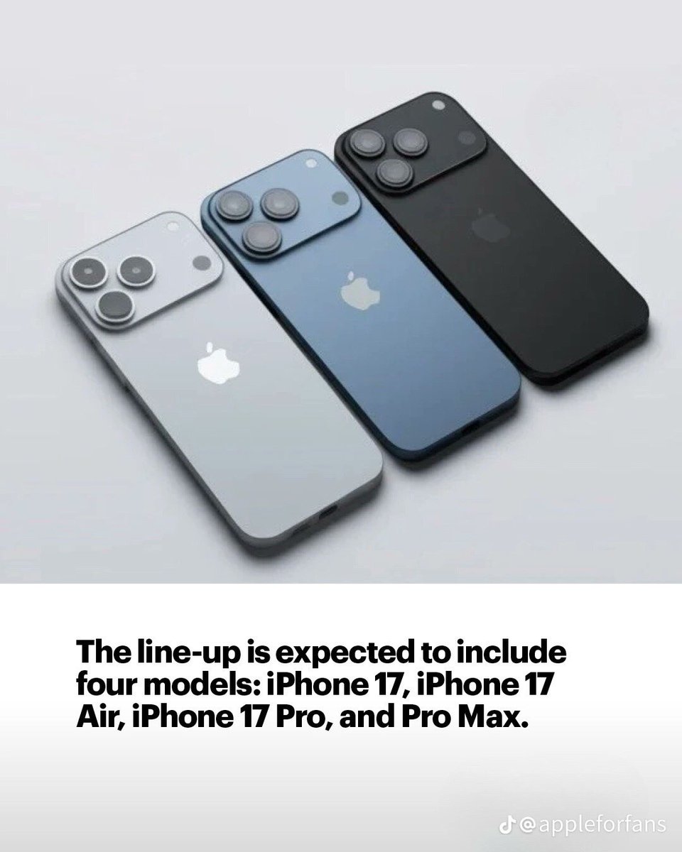 vutuuuu4's tweet photo. Apple is expected to unveil the iPhone 17 lineup on Sept. 9, with leaks pointing to design changes, upgraded cameras, and possible price increases for the Pro models.
#Apple #AppleVille #iPhone17 #iPhone17ProMax https://t.co/Vj518E9A7K