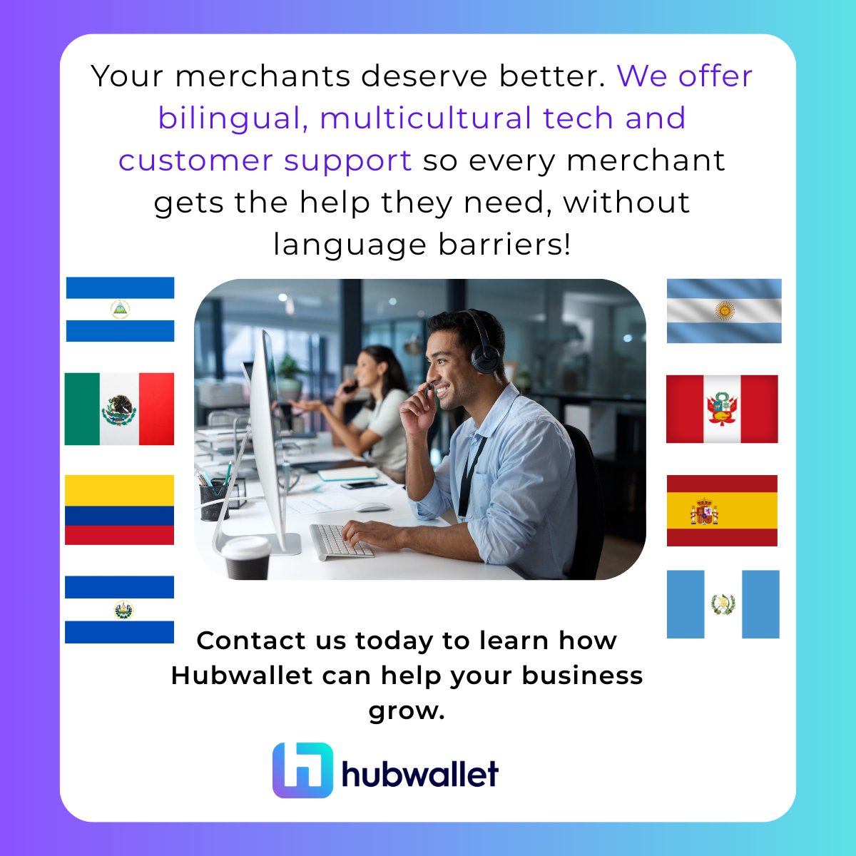Running a business is hard enough, language shouldn’t be a barrier.
At Hubwallet, we offer bilingual, multicultural support so you can get help in your language, when you need it.
Because every merchant deserves service that understands them.
📩 Contact us today 
#BusinessOwners