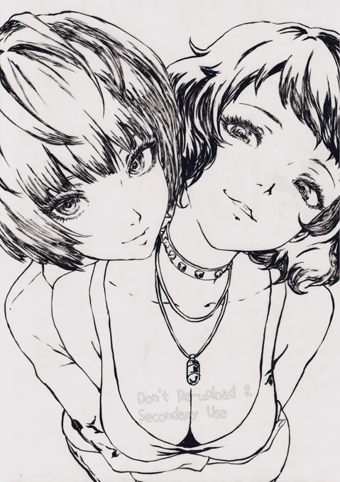 妙&貞代せんせー。筆ペン画&筆ペン抜きver Tae and Ms. kawakami, Without or Only brushpen ver. Thanky for more than 38k Likes 38,000越えいいねありがとう!(๑>◡<๑)