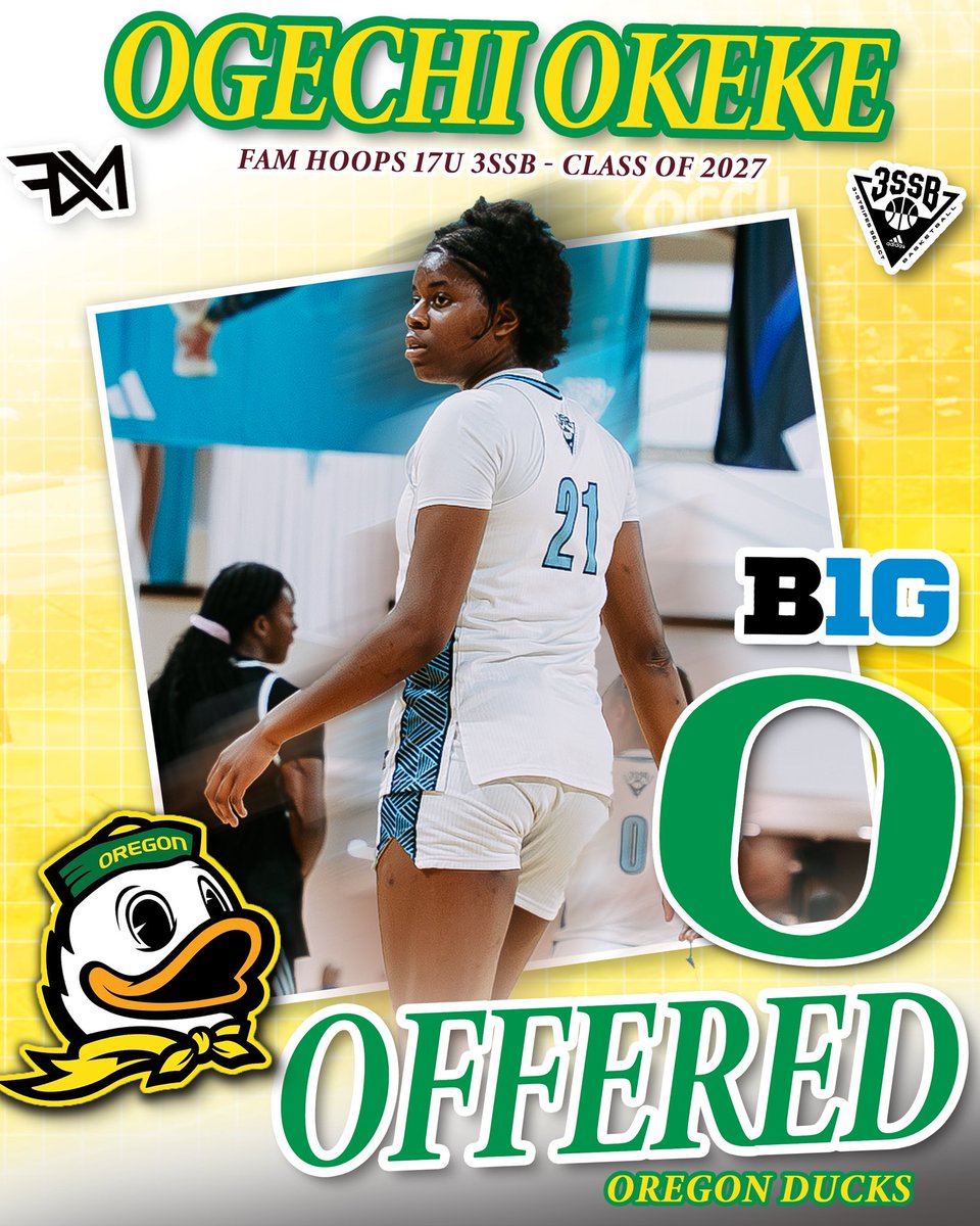 2027 Ogechi Okeke (<a href="/Ogechi_Okeke25/">Ogechi Okeke</a>) earns a Big Ten offer from the University of Oregon! <a href="/OregonWBB/">Oregon Women’s Basketball</a> <a href="/GoDucksKG/">Kelly Graves</a> 

Congrats FAM! 

#TheFAMway / / / <a href="/3SSBGCircuit/">3Stripes Select Basketball Girls Circuit</a> 
💙🤍🏀 #3SSBgirls