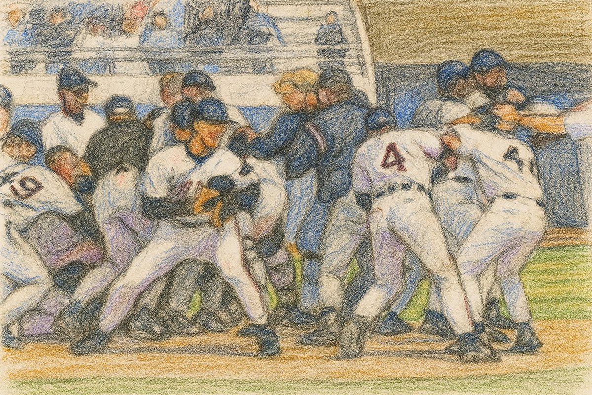 WildSideBrewCo's tweet photo. What’s the best baseball brawl you have seen and why was it Tigers vs white Sox April 2000?
#rainfelayart #raindelayquestions 
@jasonbenetti @andydirks12 https://t.co/8bEIpFmqrl