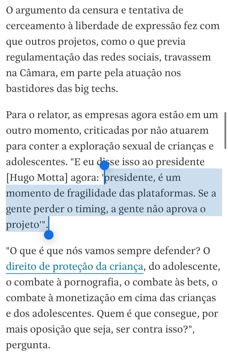 taoquei1's tweet photo. Relator do PL 2628 (do mesmo autor do PL das Fake News) veio falar em timing para aproveitar “fragilidade das big techs”. Muita desfaçatez usar uma pauta dessas como pretexto pra censurar as redes. Que vergonha, @JadyelAlencarr https://t.co/YlvAzwmqDL