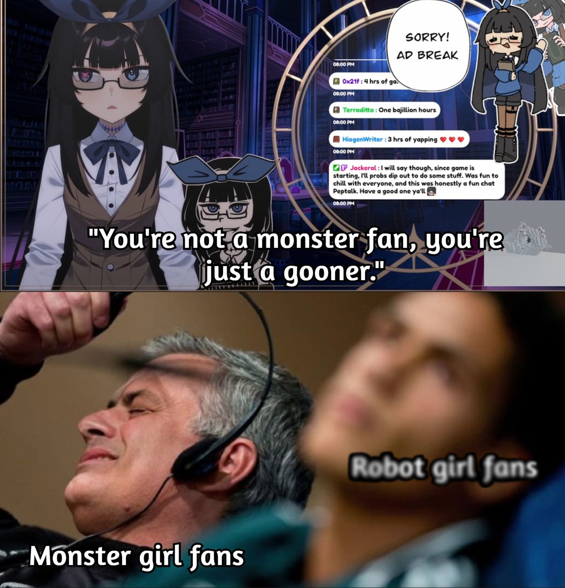 LLazav's tweet photo. Daily Piper Permit Meme
#MemePermit
"You're not a monster fan if they're mostly human and the only monster characteristic is the ears or something. You're just a gooner."
Piper out of left field calling out all the fake fans in her chat. https://t.co/Szv5nWxF6h